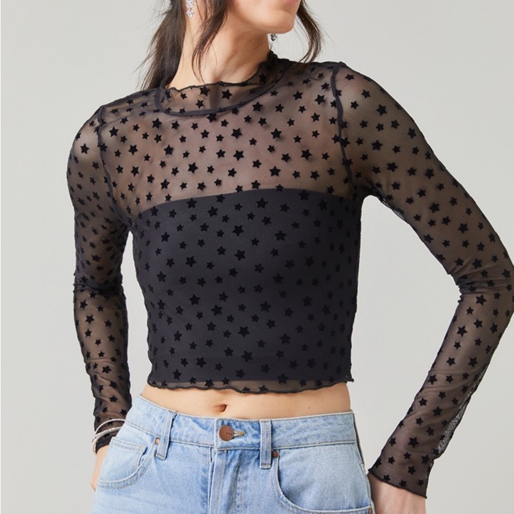Black Star Mesh Top